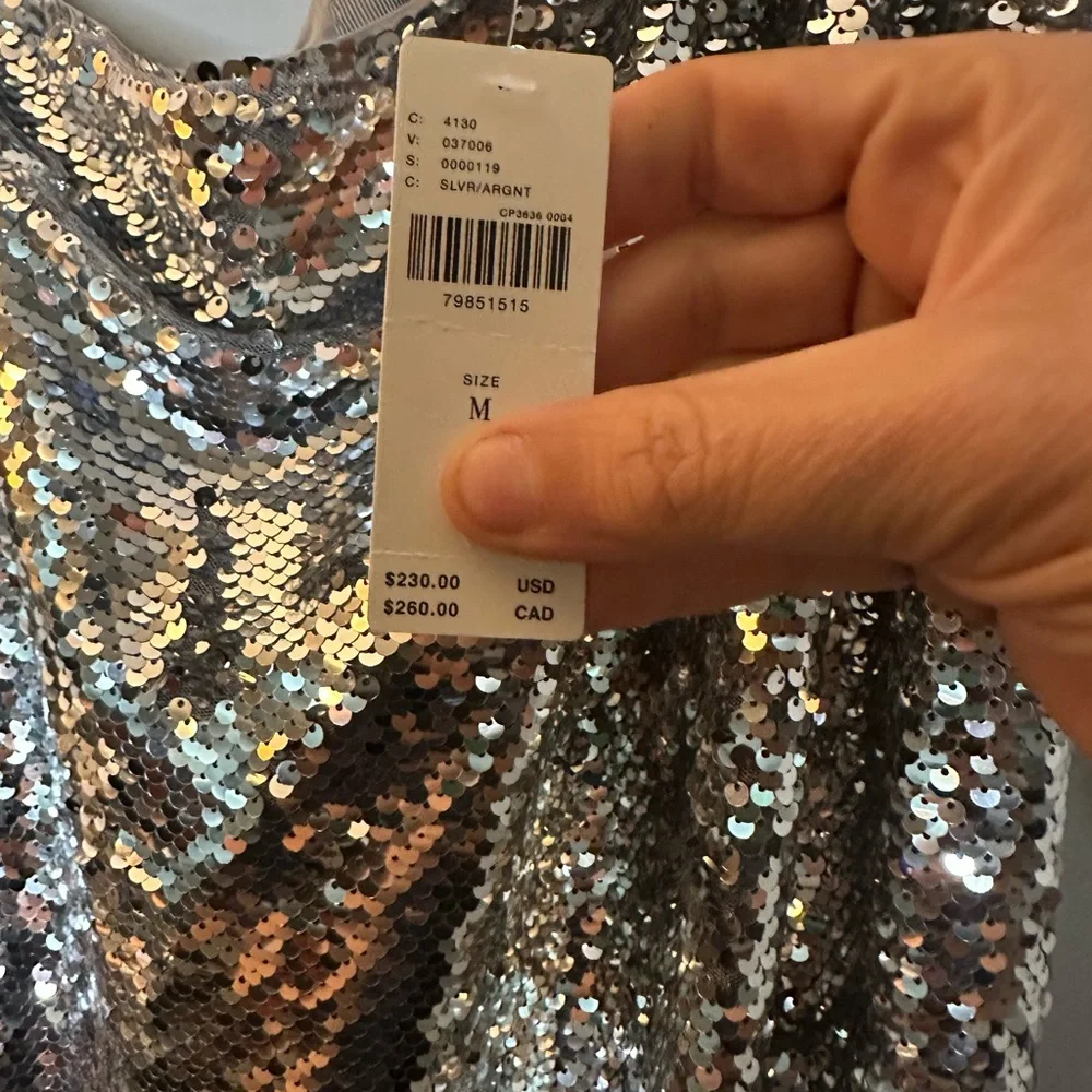 Maeve Silver Sequin One-Shoulder Dress - Picture 2 of 4